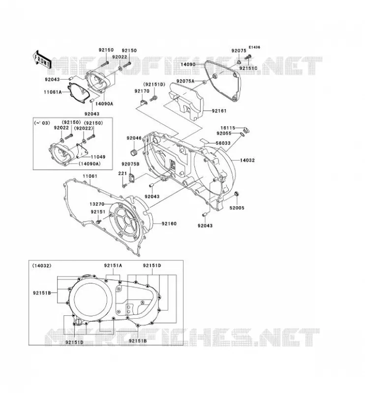 CARTER MOTEUR DROIT(S) Kawasaki MOTOS 1500 2004 VN1500 DRIFTER  VN1500-R4