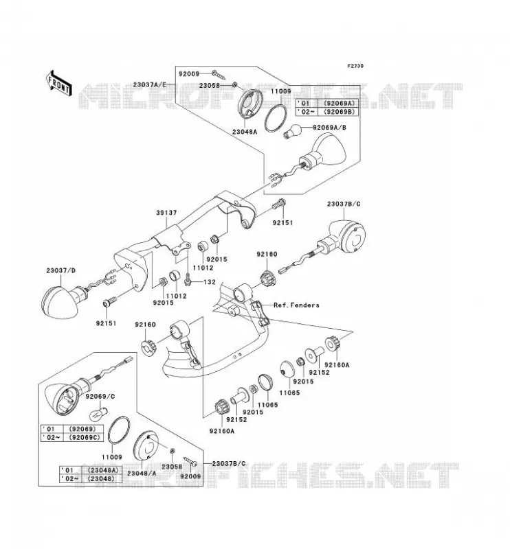 CLIGNOTANTS Kawasaki MOTOS 1500 2004 VN1500 DRIFTER  VN1500-R4