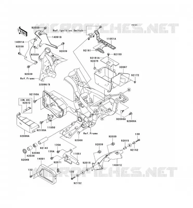 PIECE DE CADRE (COUVERTURE) Kawasaki MOTOS 1500 2005 VN1500 DRIFTER  VN1500-R5