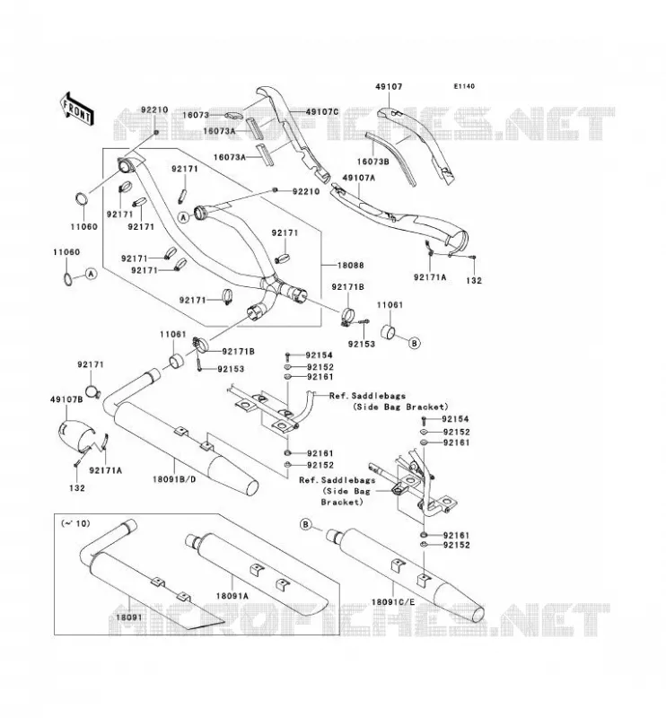 &Eacute;CHAPPEMENT Kawasaki MOTOS 1700 2011 VN1700 NOMAD  VN1700CBF