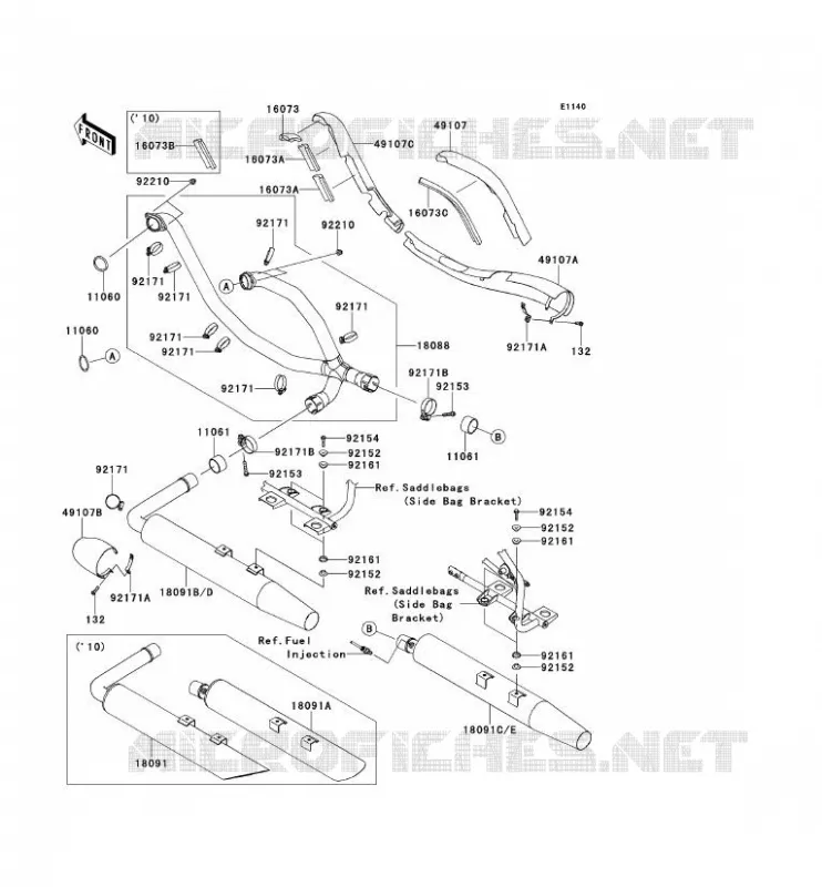 &Eacute;CHAPPEMENT Kawasaki MOTOS 1700 2012 VN1700 CLASSIC TOURER ABS  VN1700DCF