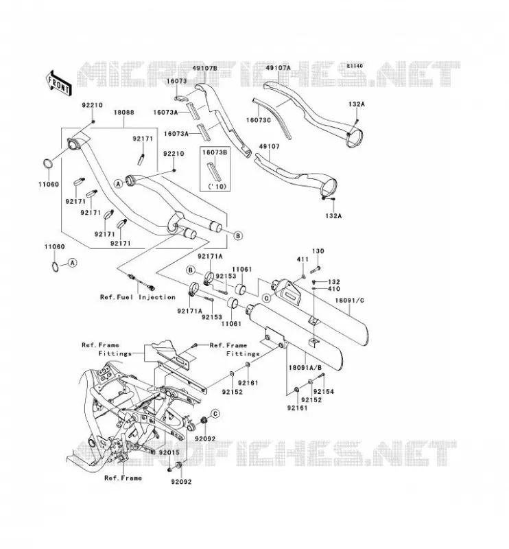 &Eacute;CHAPPEMENT Kawasaki MOTOS 1700 2013 VN1700 CLASSIC ABS  VN1700FDF