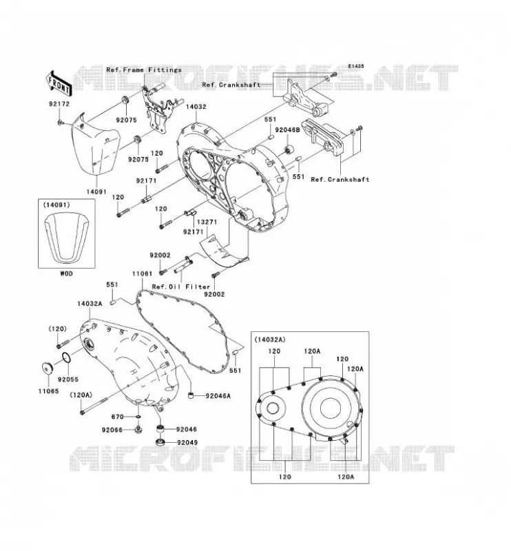 CARTER MOTEUR GAUCHE Kawasaki MOTOS 2000 2004 VN2000  VN2000-A1