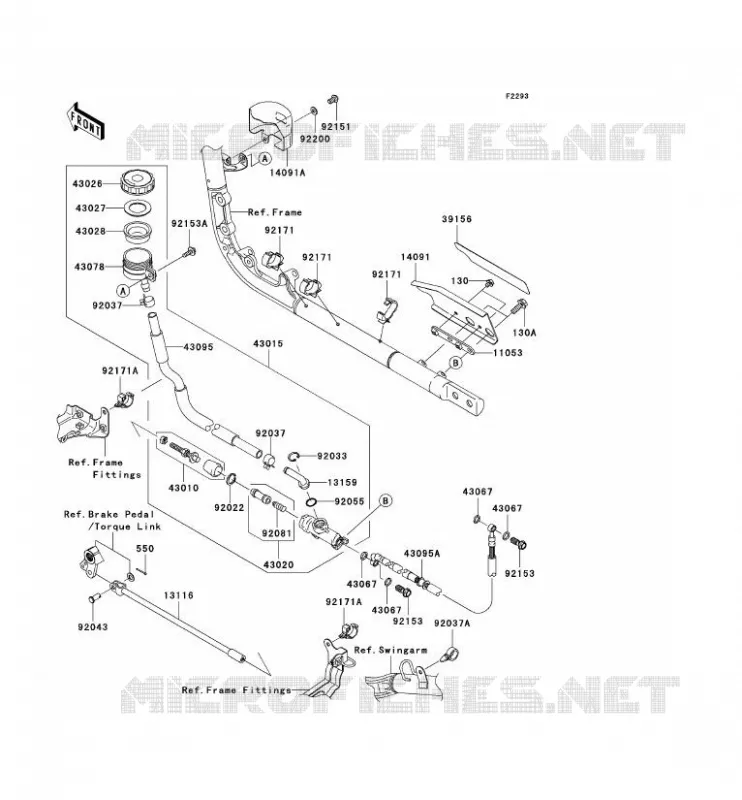MAITRE CYLINDRE ARRI&Egrave;RE Kawasaki MOTOS 2000 2004 VN2000  VN2000-A1