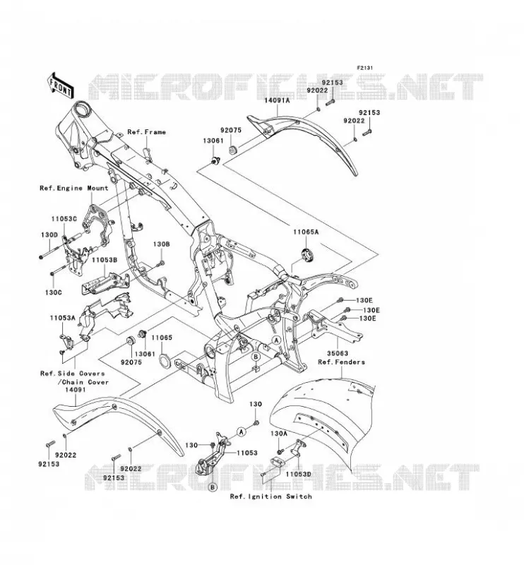 PIECE DE CADRE (COUVERTURE) Kawasaki MOTOS 2000 2004 VN2000  VN2000-A1H