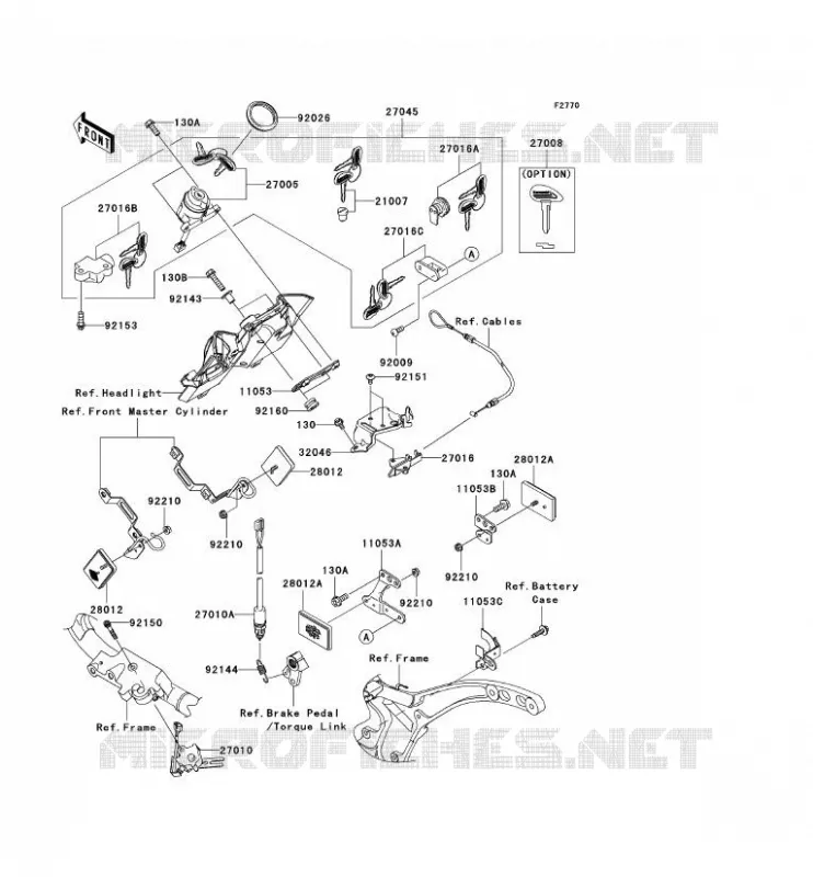 CONTACTEUR SERRURE/R&Eacute;FLECTEUR Kawasaki MOTOS 2000 2005 VN2000  VN2000-A2