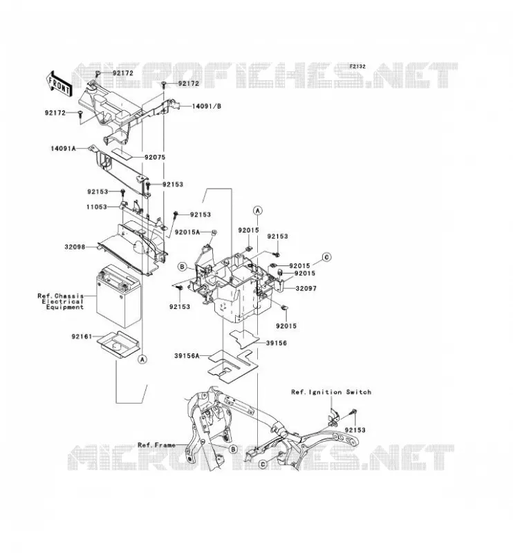 SUPPORT BATTERIE Kawasaki MOTOS 2000 2005 VN2000  VN2000-A2H