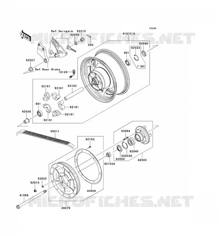 ROUE ARRI&Egrave;RE/CHAINE Kawasaki MOTOS 2000 2006 VN2000  VN2000A6F