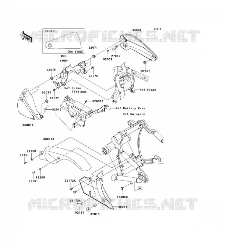 CACHE LAT&Eacute;RAL/GARDE CHAINE Kawasaki MOTOS 2000 2006 VN2000  VN2000A6F