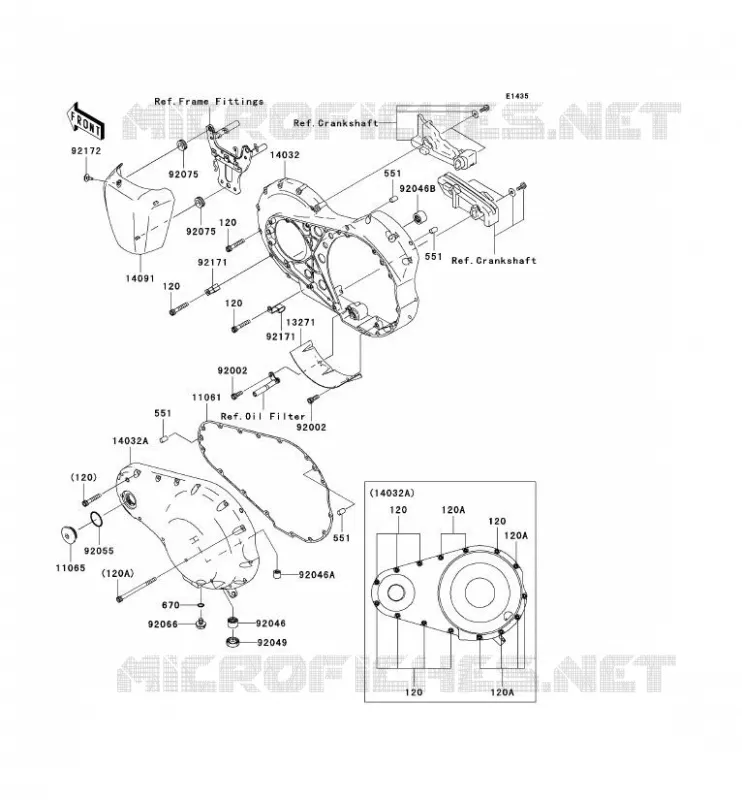 CARTER MOTEUR GAUCHE Kawasaki MOTOS 2000 2007 VN2000  VN2000A7F