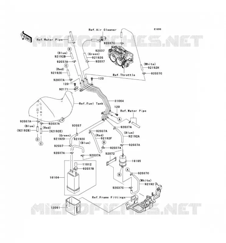 SYSTEME D'EVAPORATION CARBURANT(CA) Kawasaki MOTOS 2000 2006 VN2000 CLASSIC  VN2000E6F