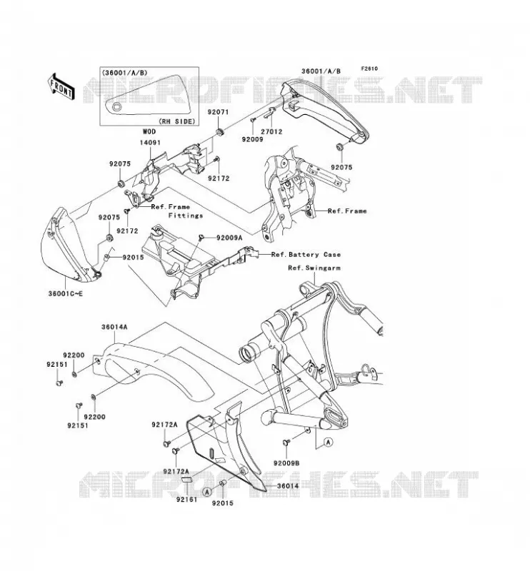 CACHE LAT&Eacute;RAL/GARDE CHAINE Kawasaki MOTOS 2000 2007 VN2000 CLASSIC  VN2000E7F
