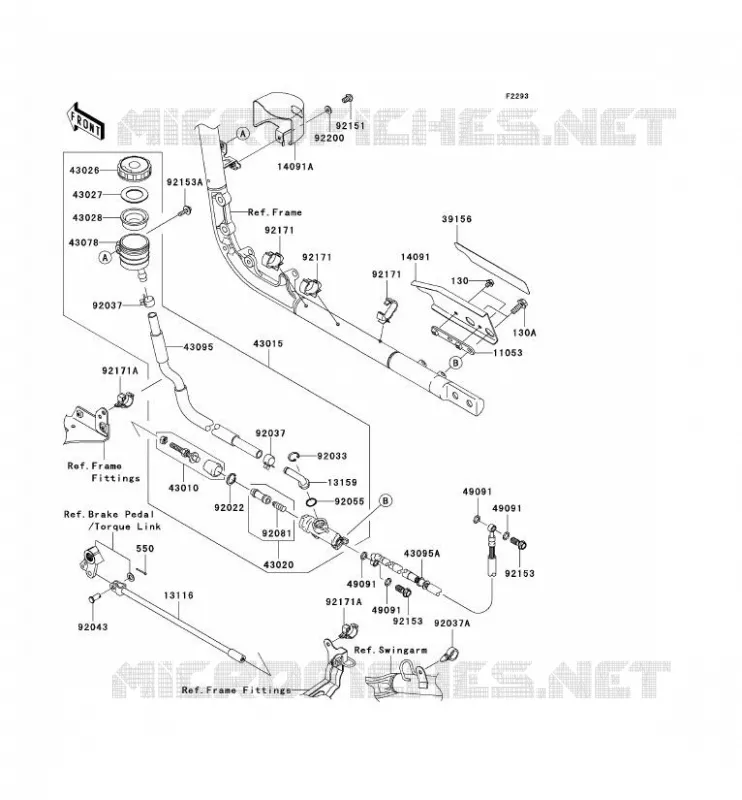 MAITRE CYLINDRE ARRI&Egrave;RE Kawasaki MOTOS 2000 2007 VN2000 CLASSIC  VN2000E7F