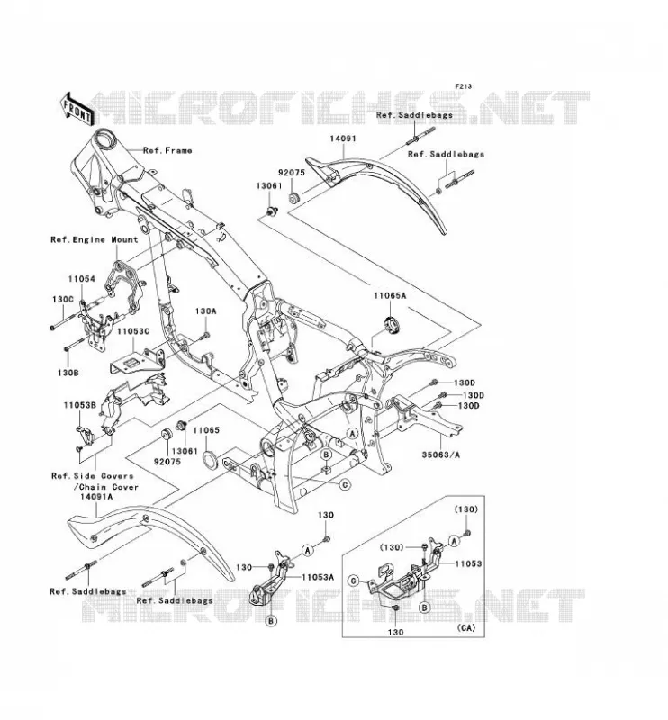PIECE DE CADRE (COUVERTURE) Kawasaki MOTOS 2000 2007 VN2000 CLASSIC LT  VN2000F7F