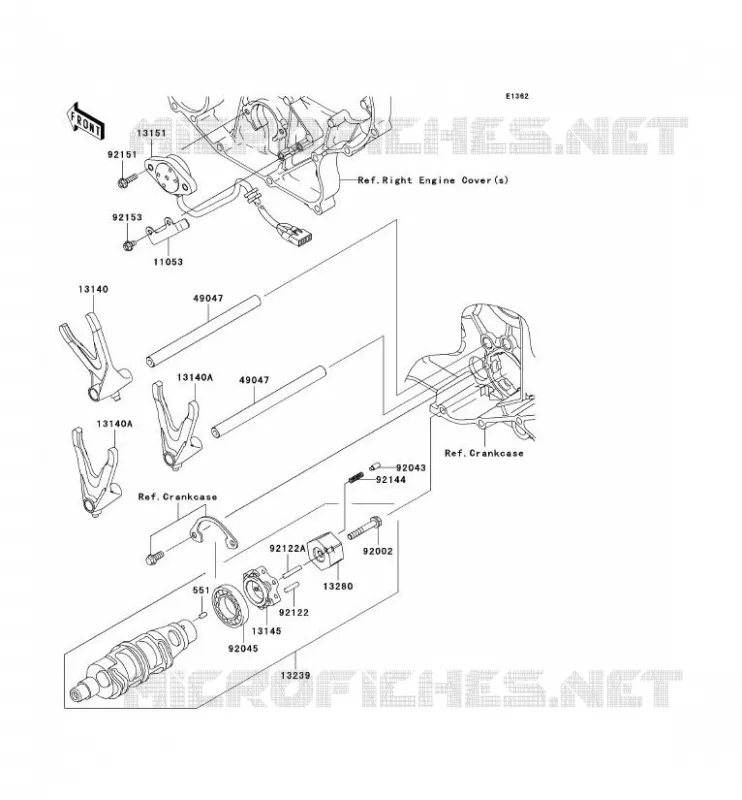 FOURCHETTE/BARRILLET DE SELECTION Kawasaki MOTOS 2000 2007 VN2000 CLASSIC LT  VN2000F7F