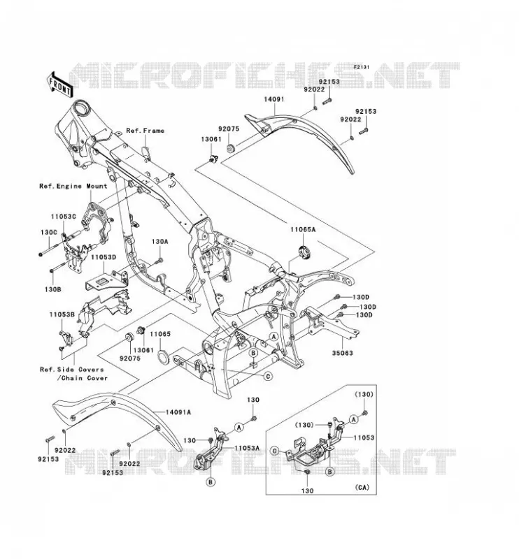 PIECE DE CADRE (COUVERTURE) Kawasaki MOTOS 2000 2009 VN2000  VN2000G9F