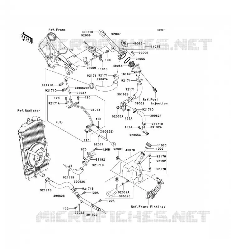 TUYAU D'EAU Kawasaki MOTOS 2000 2008 VN2000 CLASSIC  VN2000H8F