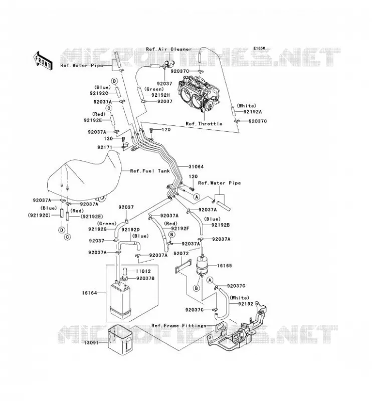 SYSTEME D'EVAPORATION CARBURANT(CA) Kawasaki MOTOS 2000 2008 VN2000 CLASSIC  VN2000H8F