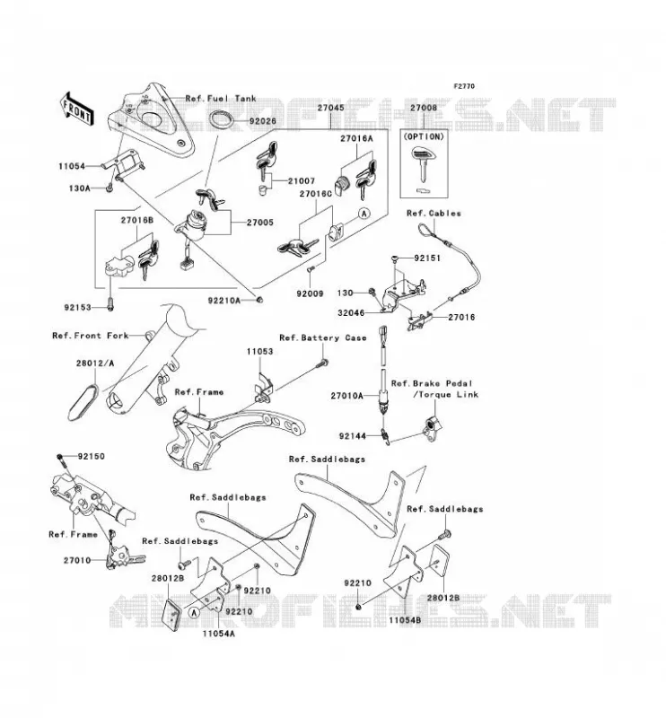 CONTACTEUR SERRURE/R&Eacute;FLECTEUR Kawasaki MOTOS 2000 2008 VN2000 CLASSIC LT  VN2000J8F