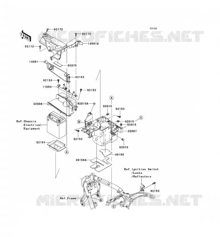 SUPPORT BATTERIE Kawasaki MOTOS 2000 2008 VN2000 CLASSIC LT  VN2000J8F