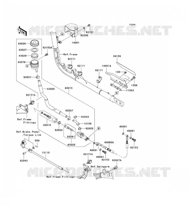 MAITRE CYLINDRE ARRI&Egrave;RE Kawasaki MOTOS 2000 2009 VN2000 CLASSIC LT  VN2000J9F