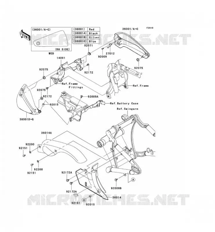 CACHE LAT&Eacute;RAL/GARDE CHAINE Kawasaki MOTOS 2000 2010 VN2000 CLASSIC LT  VN2000JAF