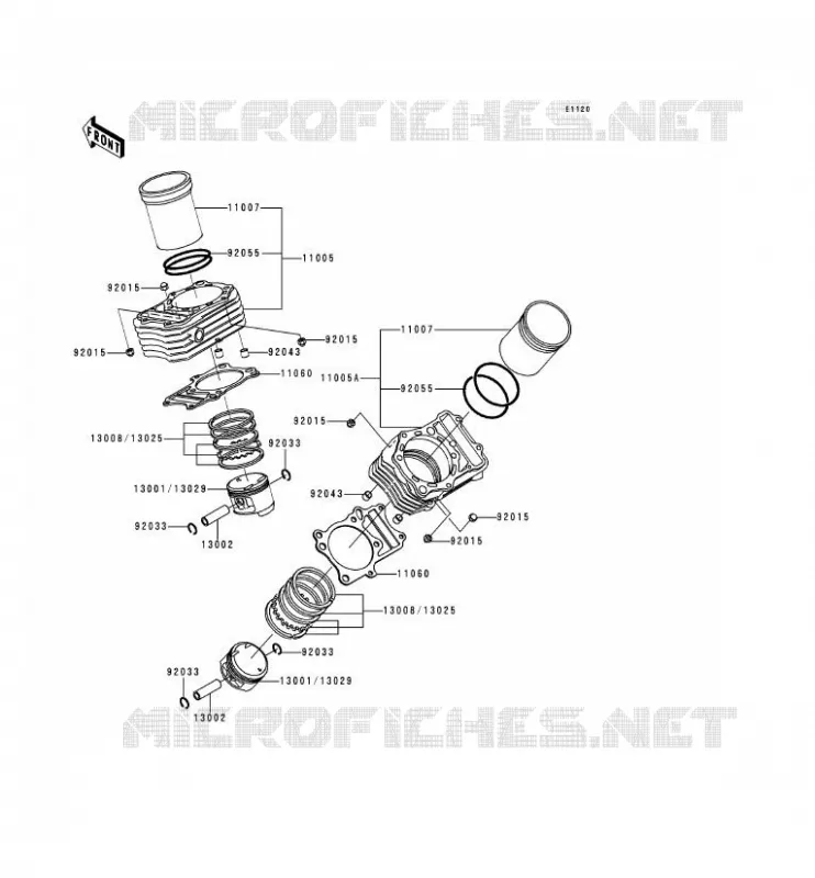 CYLINDRE/PISTON Kawasaki MOTOS 800 1996 VN800  VN800-A2