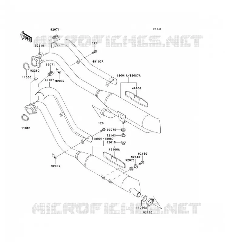 &Eacute;CHAPPEMENT Kawasaki MOTOS 800 2004 VN800 CLASSIC  VN800-B9