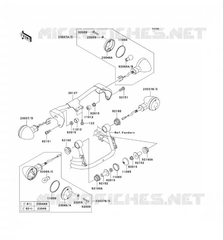 CLIGNOTANTS Kawasaki MOTOS 800 2002 VN800 DRIFTER  VN800-E2