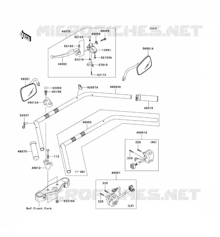 GUIDON Kawasaki MOTOS 900 2007 VN900 CLASSIC  VN900B7F