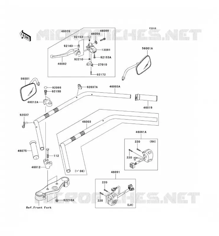 GUIDON Kawasaki MOTOS 900 2008 VN900 CLASSIC  VN900B8F