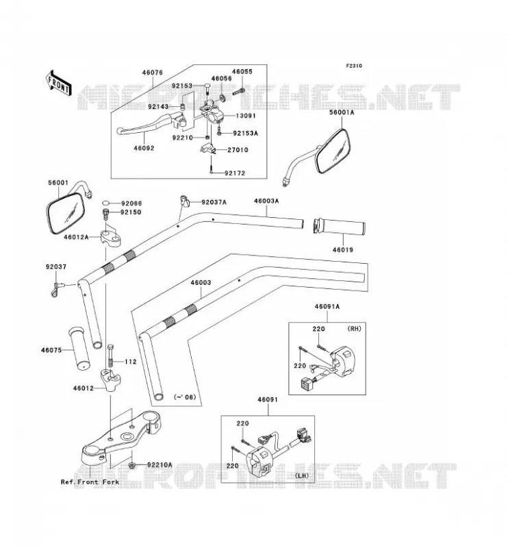 GUIDON Kawasaki MOTOS 900 2008 VN900 CLASSIC  VN900B8F