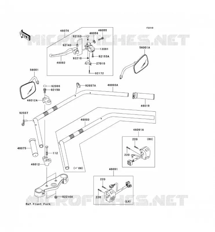GUIDON Kawasaki MOTOS 900 2008 VN900 CLASSIC  VN900B8F