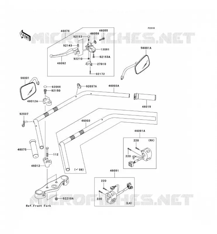 GUIDON Kawasaki MOTOS 900 2010 VN900 CLASSIC  VN900BAF