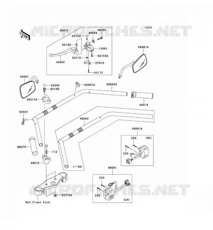 GUIDON Kawasaki MOTOS 900 2008 VN900 CLASSIC LT  VN900D8F