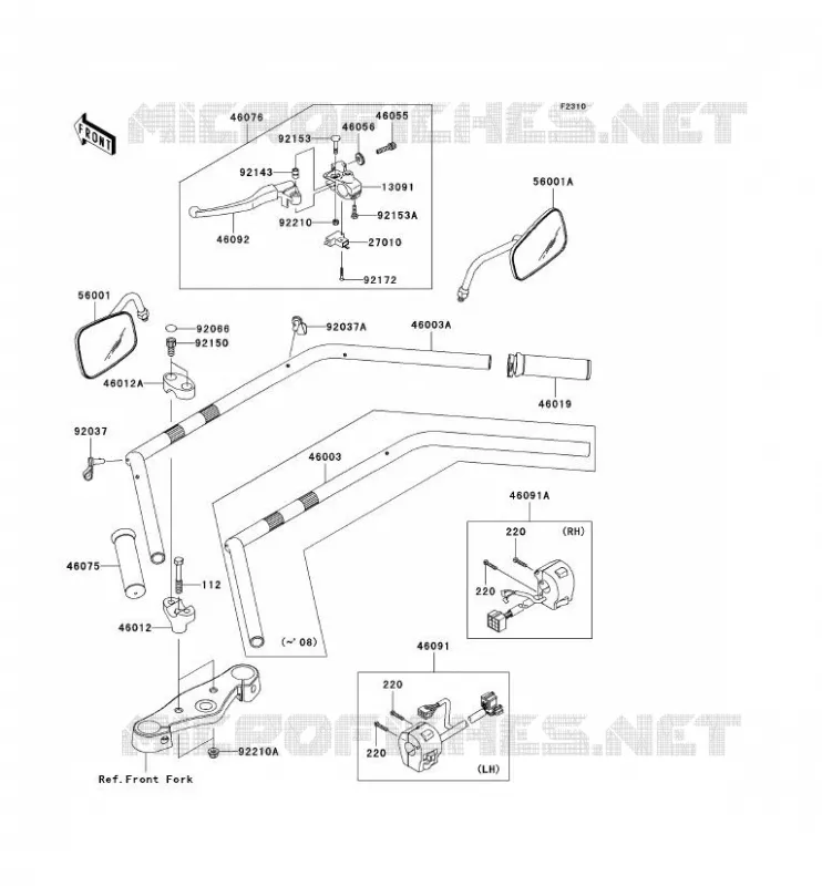 GUIDON Kawasaki MOTOS 900 2008 VN900 CLASSIC LT  VN900D8F