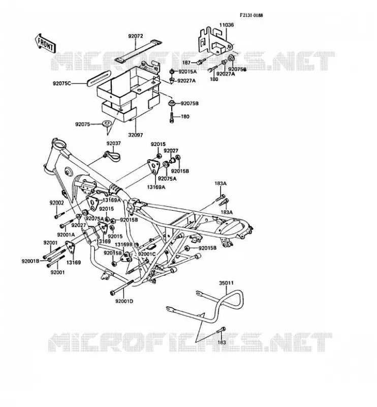 PIECE DE CADRE (COUVERTURE) Kawasaki MOTOS 305 1988 CSR  Z305-A3