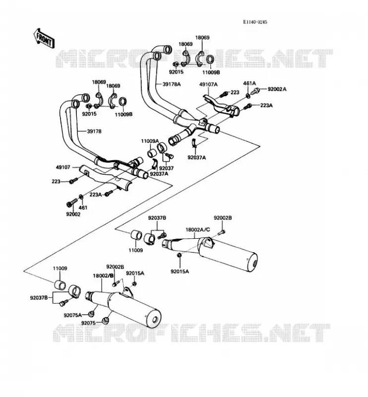 &Eacute;CHAPPEMENT Kawasaki MOTOS 1000 1986 1000GTR  ZG1000-A1