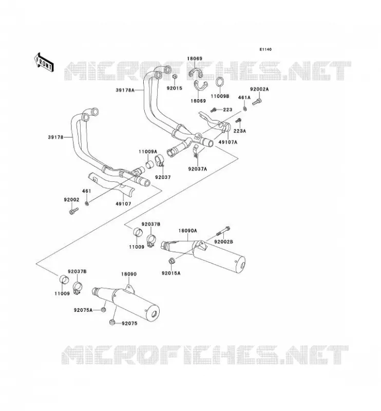 &Eacute;CHAPPEMENT Kawasaki MOTOS 1000 1995 1000GTR  ZG1000-A10