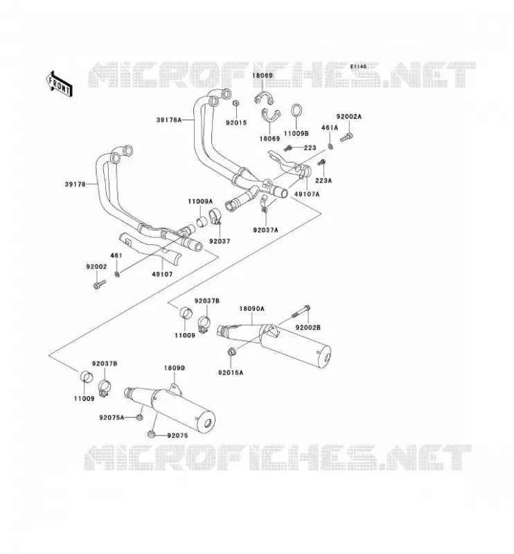 &Eacute;CHAPPEMENT Kawasaki MOTOS 1000 2000 1000GTR  ZG1000-A15