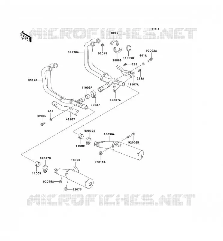 &Eacute;CHAPPEMENT Kawasaki MOTOS 1000 2001 1000GTR  ZG1000-A16