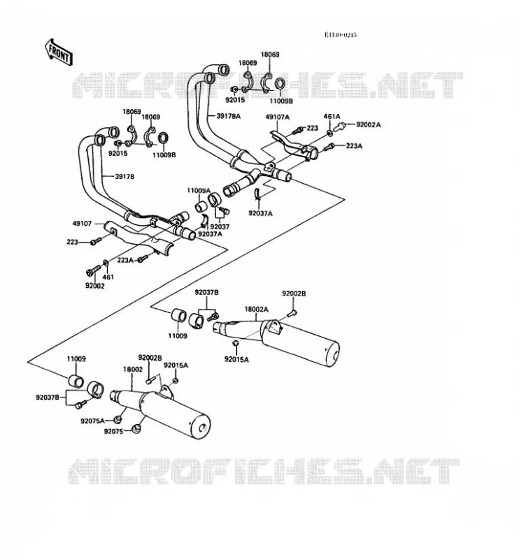 &Eacute;CHAPPEMENT Kawasaki MOTOS 1000 1988 1000GTR  ZG1000-A3