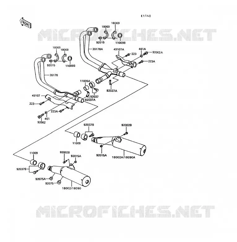 &Eacute;CHAPPEMENT Kawasaki MOTOS 1000 1992 1000GTR  ZG1000-A7