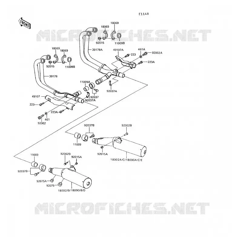 &Eacute;CHAPPEMENT Kawasaki MOTOS 1000 1992 1000GTR  ZG1000-A7