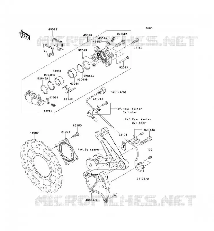 FREIN ARRIERE Kawasaki MOTOS 1400 2008 1400GTR ABS  ZG1400A8F