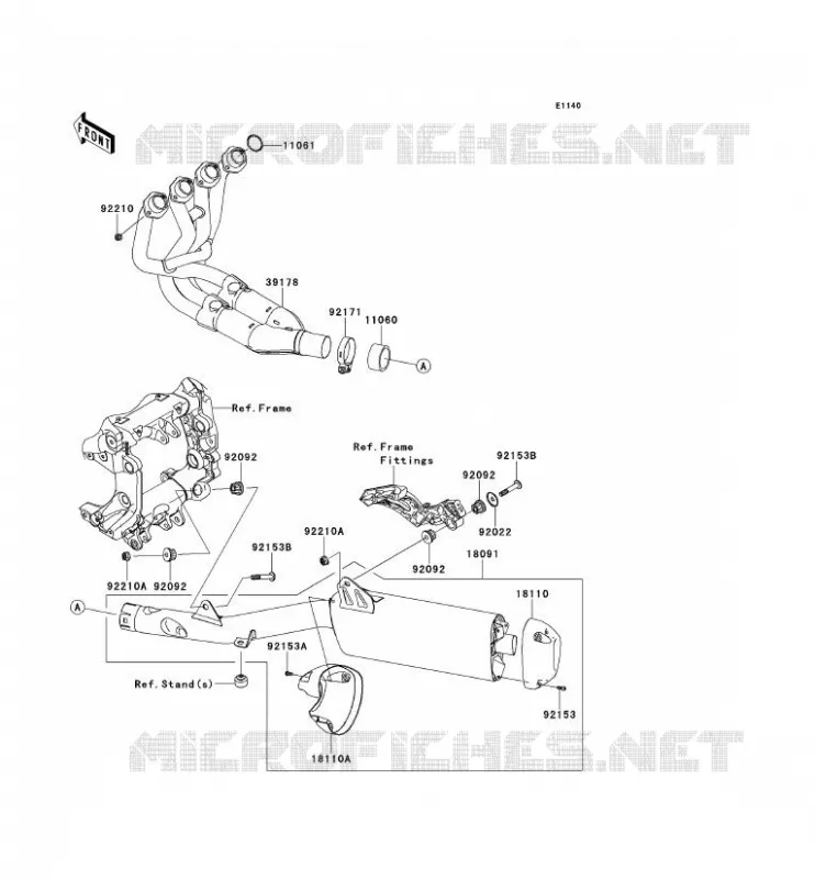 &Eacute;CHAPPEMENT Kawasaki MOTOS 1400 2009 1400GTR  ZG1400B9F
