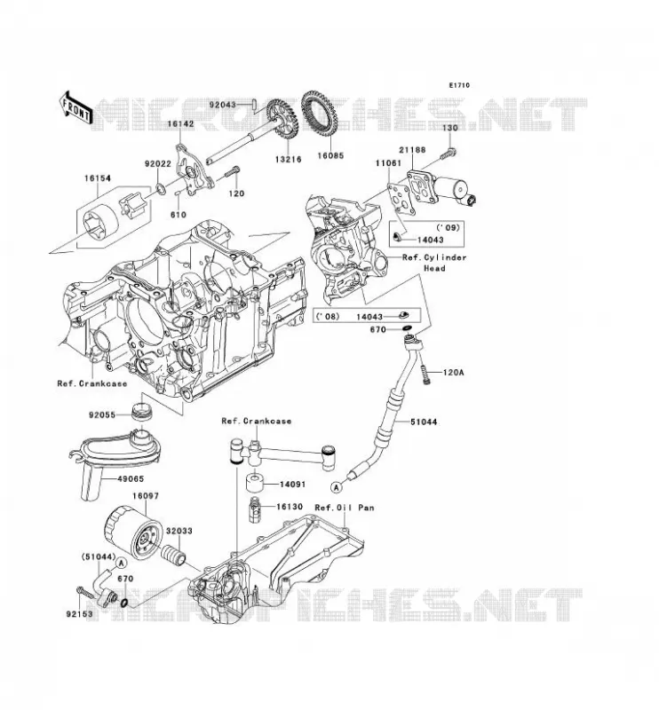 POMPE A HUILE/FILTRE &Agrave; HUILE Kawasaki MOTOS 1400 2009 1400GTR  ZG1400B9F