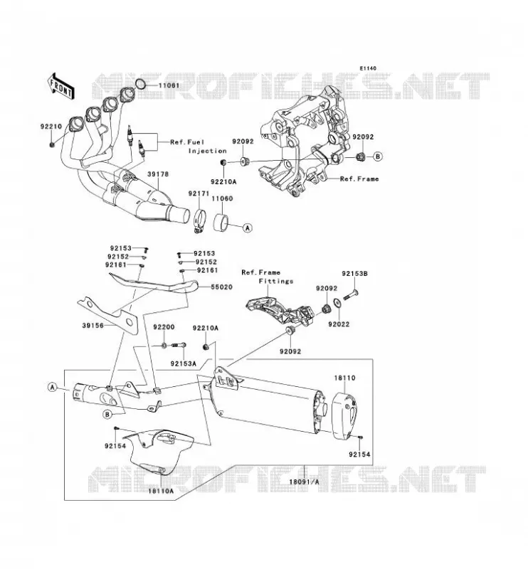 &Eacute;CHAPPEMENT Kawasaki MOTOS 1400 2010 1400GTR ABS  ZG1400CAF