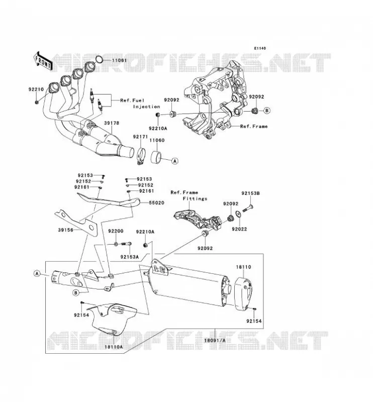 &Eacute;CHAPPEMENT Kawasaki MOTOS 1400 2011 1400GTR ABS  ZG1400CBF