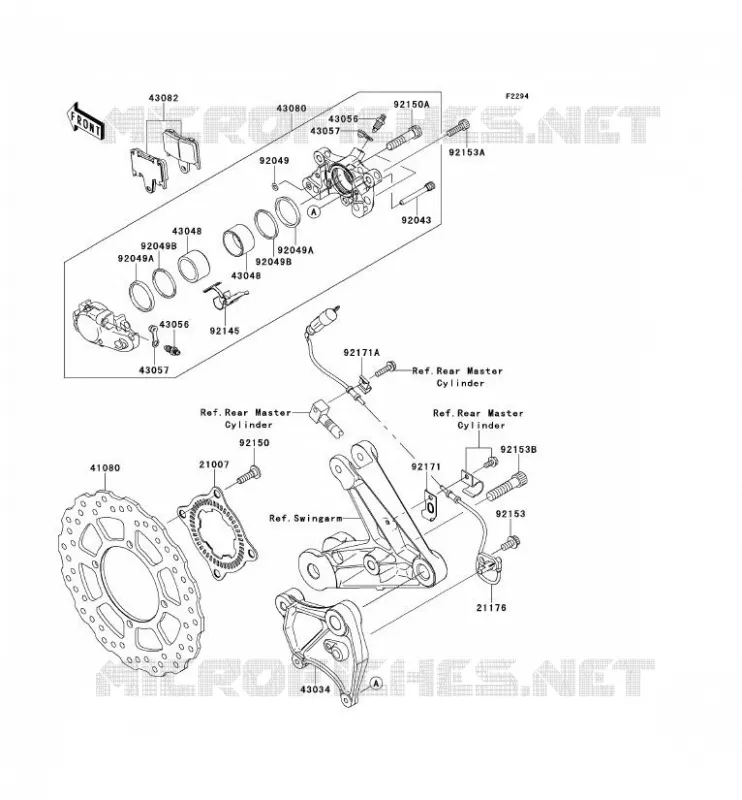 FREIN ARRIERE Kawasaki MOTOS 1400 2011 1400GTR ABS  ZG1400CBF